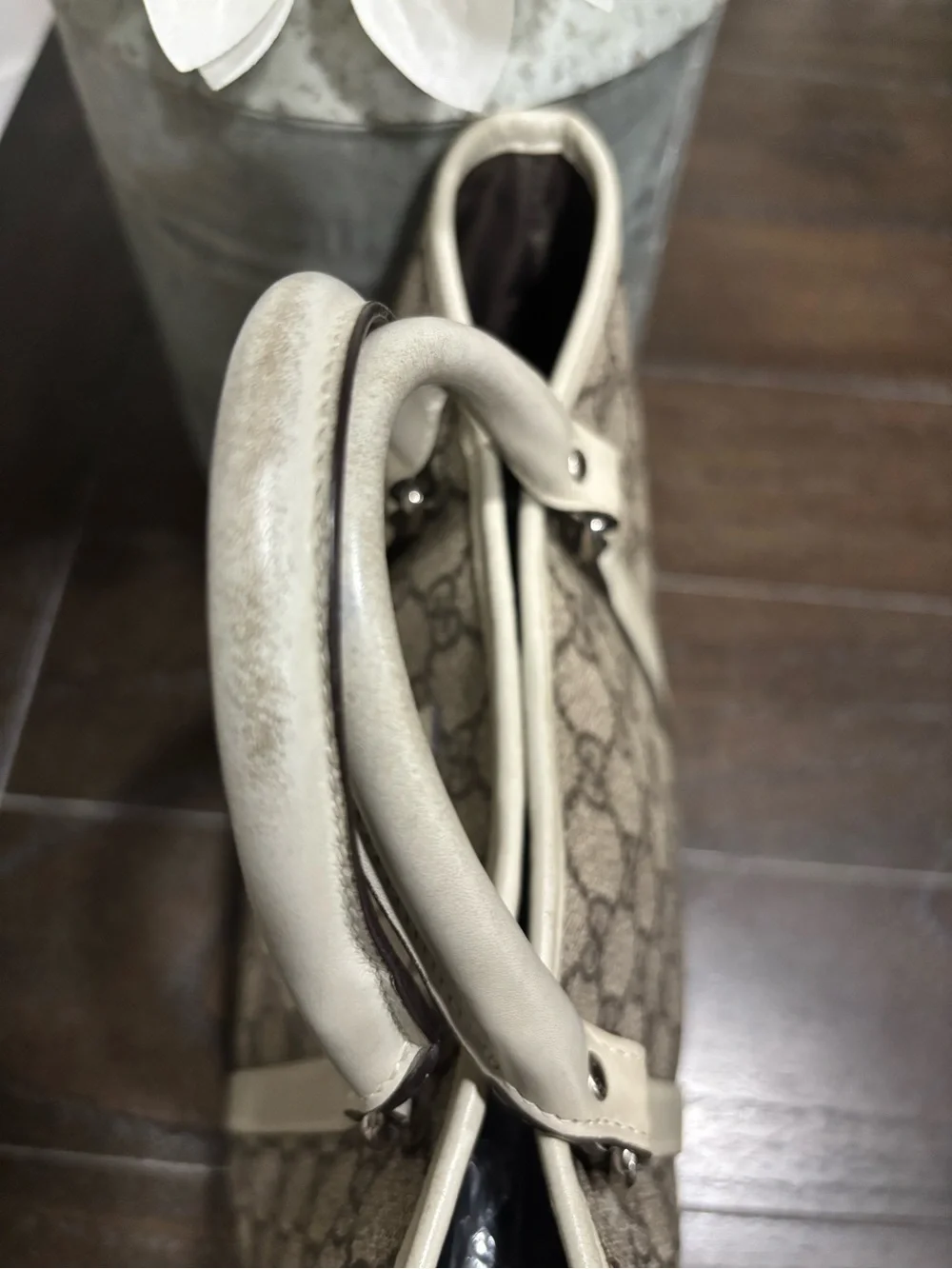 Gucci Beige/Tan GG Canvas Tote with Neutral Leather Trim
